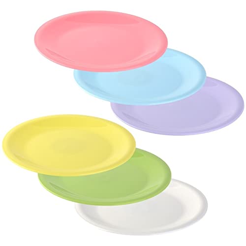 6er Set farbenfrohe Dessertteller Kinderteller Kuchenteller Kunststoffteller Plastik flach bunt stapelbar leicht klein bunt BPA-frei von Gariella