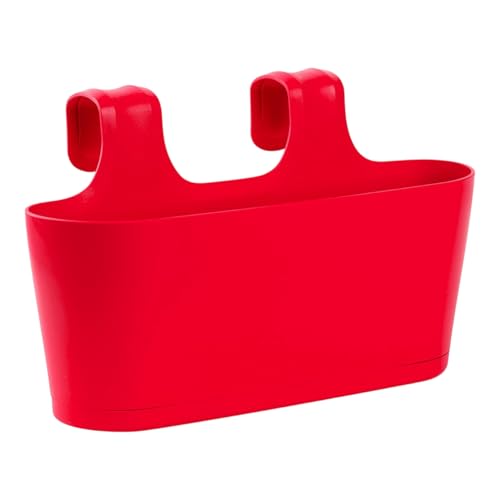 Gariella - 1 x Blumenkasten in Rot, Hängekasten, Geländer-Montage, Balkon, Außenbereich, 5,5 L, oval, Kunststoff, Übertopf, Pflanzkasten, Blumentopf zum Hängen, Wasserspeicher/Untersetzer Gariella - 1 x Blumenkasten in Rot, Hängekasten, Geländer-Montage, Balkon, Außenbereich, 5,5 L, oval, Kunststoff, Übertopf, Pflanzkasten, Blumentopf zum Hängen, Wasserspeicher/Untersetzer von Gariella