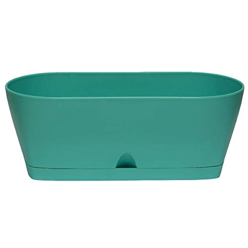 Blumenkasten Balkonkasten Pflanztopf für Garten Balkon und Tischdeko mit Wasserauffangschale 1,7L für den Innnenbereich Mint grün von Gariella