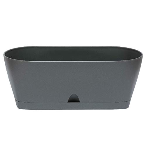 Blumenkasten Balkonkasten Pflanztopf für Garten Balkon und Tischdeko mit Wasserauffangschale für Innen- und Außenbereich 1,7l anthrazit Blumenkasten Balkonkasten Pflanztopf für Garten Balkon und Tischdeko mit Wasserauffangschale für Innen- und Außenbereich 1,7l anthrazit von Gariella