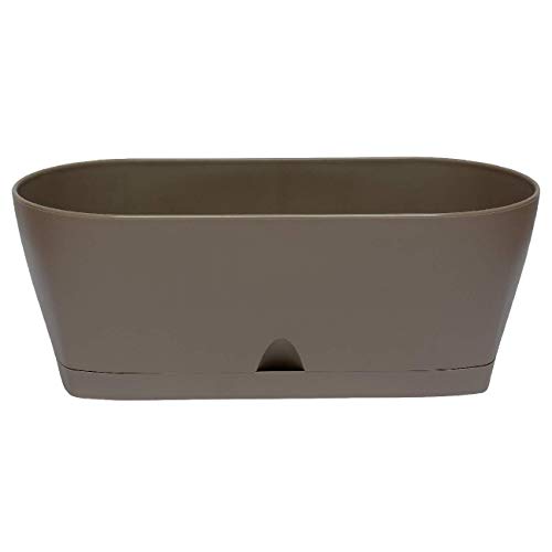 Blumenkasten Balkonkasten Pflanztopf für Garten Balkon und Tischdeko mit Wasserauffangschale für den Innen- und Außenbereich 1,7l Braun von Gariella