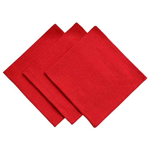 Gariella® 3er-Pack Stoffservietten aus 100% Baumwolle, 45 x 45 cm, quadratisch, 4-seitig eingesäumt, rot von Gariella