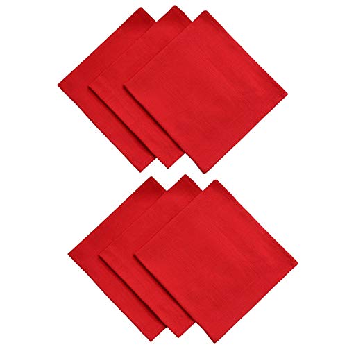 Gariella® 6er-Pack Stoffservietten aus 100% Baumwolle, 45 x 45 cm, quadratisch, 4-seitig eingesäumt, rot von Gariella