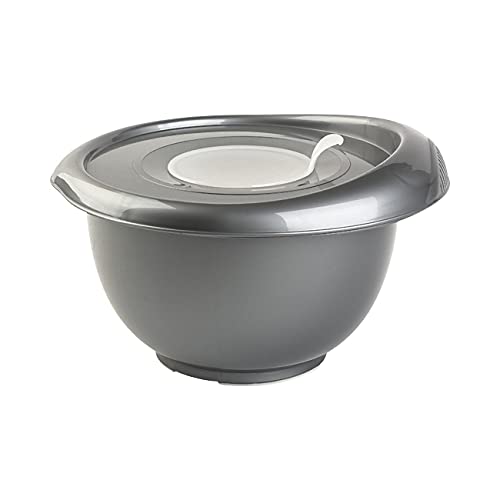 Gariella 1x anthrazit Back-/Rührschüssel mit zweigeteiltem Deckel Quirltopf Salatschüssel rutschfest Silikonfüße Einhandgriff Ausgießer Kunststoff von Gariella