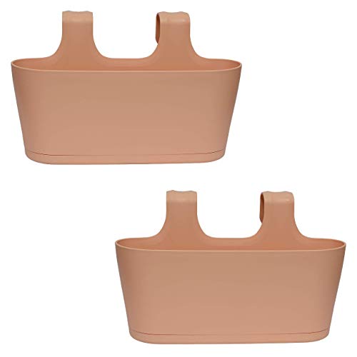 Gariella 2X Blumenkasten oval Balkon Übertopf Pflanzkasten Blumentopf zum Hängen mit Wasserspeicher Farbe apricot von Gariella