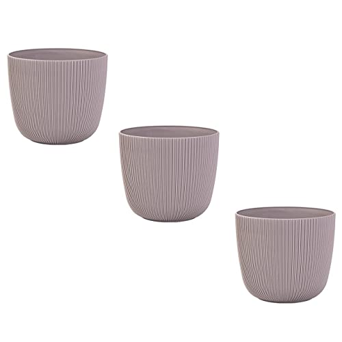 Gariella 3X Flieder moderner Blumentopf mit Drainagesystem Pflanztopf-Kübel widerstandsfähig rund wetterfest Kunststoff Ø 10 cm von Gariella
