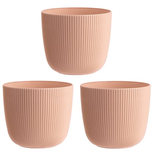 Gariella 3X apricot moderner Blumentopf mit Drainagesystem Pflanztopf-Kübel widerstandsfähig rund wetterfest Kunststoff Ø 25 cm von Gariella