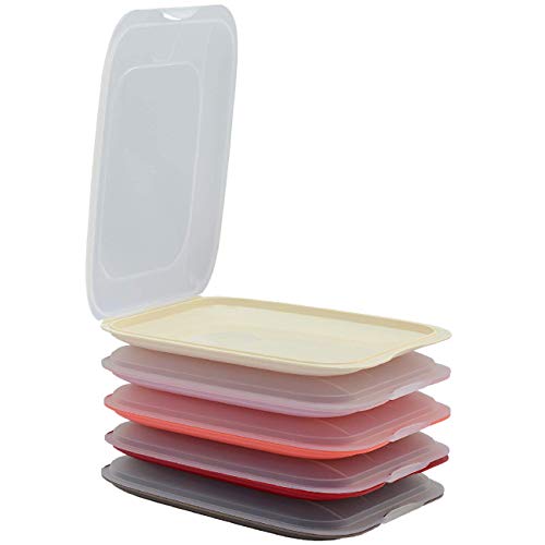 Gariella - Hochwertige stapelbare Aufschnitt-Boxen, Frischhaltedose für Aufschnitt. Wurst Behälter. Perfekte Ordnung im Kühlschrank, 5 Stück Farbe Multicolor, Maße 25 x 17 x 3.3 cm von Gariella