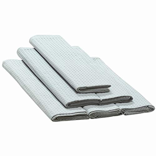 Set Angebot, 6er-Pack Waffelpique-Tücher in Silber, 100% Baumwolle, 70x50 cm, Küchentuch, Geschirrtuch, Poliertuch von Gariella