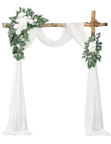 Garisey Artificial Wedding Arch Flowers Kit (Pack of 3), Wedding Arch Drape Fabric Wedding Flowers Garlands Floral Arrangement Swag for Ceremony and Reception Background Decoration (Ivory) von Garisey
