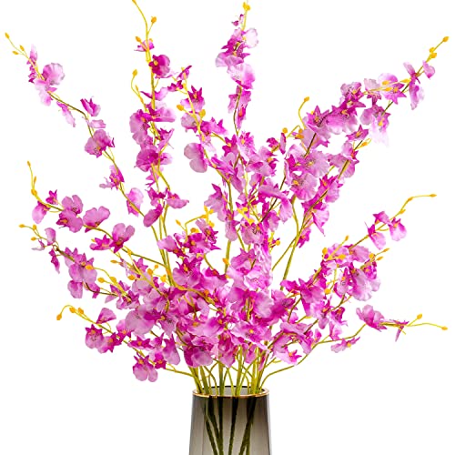 Garisey Künstliche Orchideen, 96,5 cm, 12 Stück, Seide, rustikal, tanzende Dame, Orchideen, künstliche Schmetterling, Orchideen, Blumen, Hochzeit, Zuhause, Büro, Dekoration (lila) von Garisey