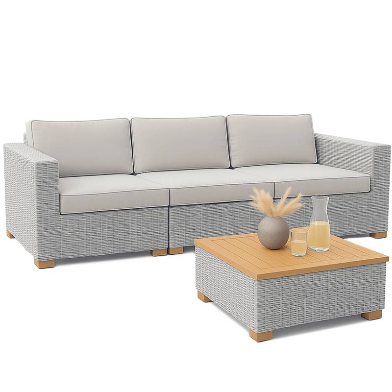 Polyrattan Premium Lounge-Set Havanna 4-tlg Weiß/Grau von Garland®