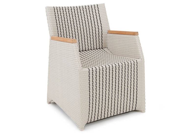Garland Gartensessel Verona, Gartenstuhl mit Armlehne Poly Rattan Teak Holz Loungesessel Outdoor von Garland