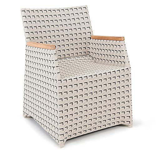 Garland Poly Rattan Gartensessel Verona Teak Holz Gartenstuhl Armlehne Alu Wetterfest Garten Sessel Gartenmöbel - Retro von Garland