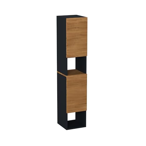 Garlivo Badschrank GLC2 Eiche, Badezimmerschrank, Anthrazit H X B: 160 x 31,5 cm, Soft-Close, Push-to-Open/Tip-On, Hängend von Garlivo