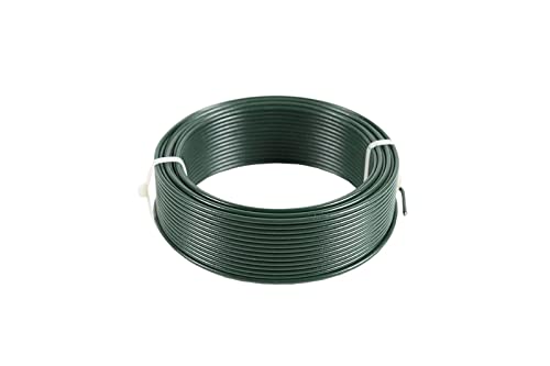 Garmix Spanndraht Bindedraht Befestigung für Gartenzaun Maschendraht Volieren (Grün 50m 1,5mm) von Garmix