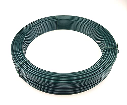 Garmix Spanndraht Grün Feuerverzinkt für Maschendraht Zaun Metall Draht (50m, 3,8mm) von Garmix