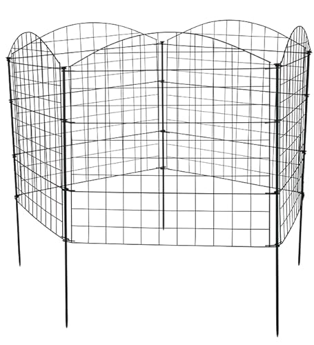 Garmix Teichzaun-Set 11-teilig 71x53cm/71x71cm/71x79cm 6x6cm Schwarz oder Grün … (Oberbogen 71x79cm, Schwarz) von Garmix