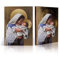 Ikone Der Heiligen Jungfrau Mit Jesuskind, Eleusa, Handgemachte Ikone, Holzikone, Perfektes Geschenk, Religiöses Bild, Religiöse Muttergottesikone von GarmondbyAleksandra