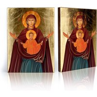 Handgefertigte Ikone Der Jungfrau Maria Und Des Jesuskindes Unsere Liebe Frau Vom Zeichen, Platytera, Wanddekor Handgefertigte Ikone Der Jungfrau Maria Und Des Jesuskindes Unsere Liebe Frau Vom Zeichen, Platytera, Wanddekor von GarmondbyAleksandra