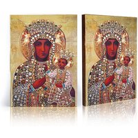 Ikone Der Schwarzen Madonna, Handgemachte Ikone, Aus Holz, Perfektes Geschenk Schönes Religiöses Bild, Erstkommunion, Taufgeschenk von GarmondbyAleksandra