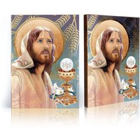 Ikone Von Jesus Christus Mit Der Heiligen Kommunion, Handgemachte Ikone, Holzikone, Perfektes Geschenk, Religiöses Bild, Erstkommunionsgeschenk von GarmondbyAleksandra
