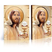 Ikone Von Jesus Christus Mit Der Heiligen Kommunion, Handgefertigte Ikone, Holzikone, Perfektes Geschenk, Religiöses Bild, Erstkommunionsgeschenk von GarmondbyAleksandra