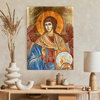 Verziert Mit Dem Bild Von Archaniowäm Gabriela Gezeichnete Dekoracja Ścienna Z Motywem Katolickim, Zplote Liście, Sztuka Religijna von GarmondbyAleksandra