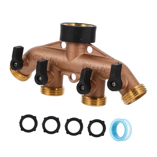 Garneck 1 Satz Garten Schlauch Verteiler Messing Adapter für Bewässerungssysteme Hochdruckbeständig mit Wasserflusskontrolle und Einfacher Handhabung für Gartenbewässerung von Garneck