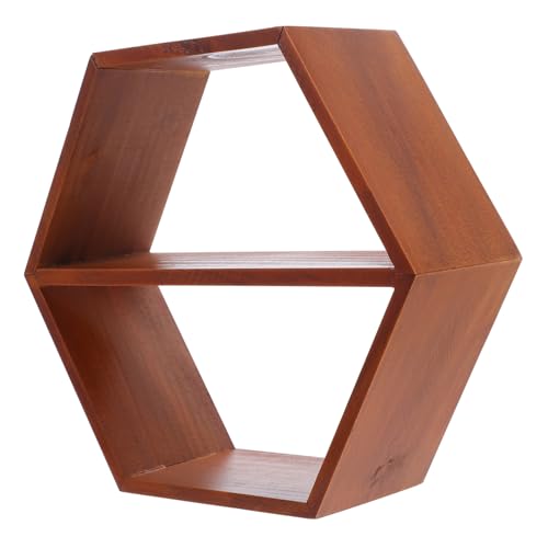 Garneck 1 Stück Wandregal Veranstalter Bücherregal Sechseckiges Schwebendes Regale Wanddekoration Sechseckregale Für Die Wand Wandschwimmendes Holz Brown von Garneck