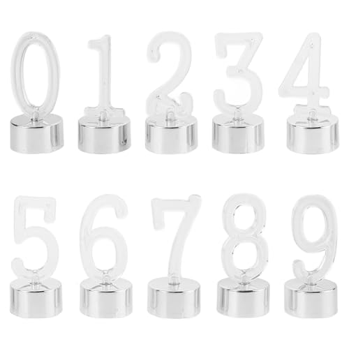 Garneck 10 Stück LED Nummer Kerzenlicht Teelichter 0-9 Batteriebetriebene Kerze Lampe Flammlose Nachtlichter Weihnachtsdeko Lichter für Geburtstag Hochzeit Party Deko Silber von Garneck