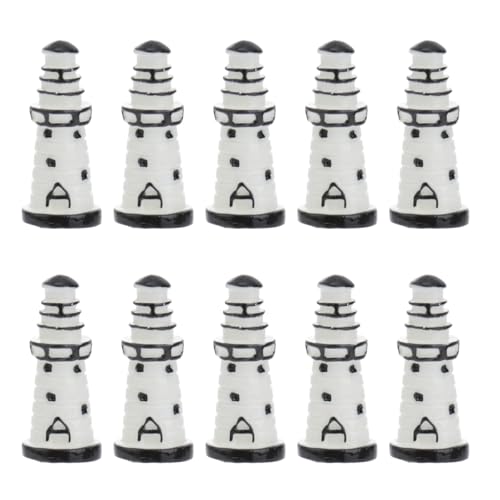 Garneck 10 Stück Mini Leuchttürme - Kleine Deko Für Aquarien Und Gärten - Perfekte Leuchtturm Miniatur Für Mediterranes Flair in Ihrem Zuhause Oder Büro von Garneck