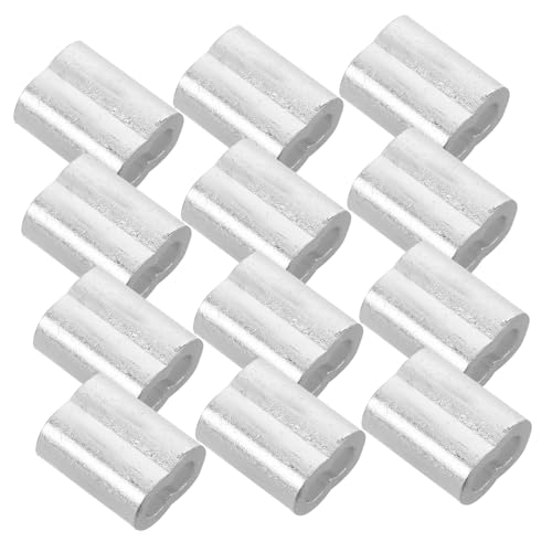 Garneck 100 Stück Aluminium Crimphülsen Doppelöffnung Oval Drahtseilpresshülsen Kabelklemmen Aluminium Pressklemmen für Stahlseil Sicher und Einfach zu Handhaben von Garneck