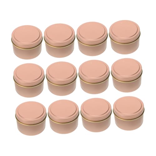 Garneck 12 Stück Metall Kerzengläser mit Deckel Nachfüllbare Aromatherapie DIY Kerzenbehälter Runde Teelichthalter aus Blech Roségold Praktisch für Kerzenherstellung und von Garneck