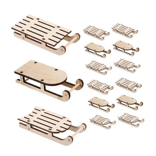 Garneck 15stücke Mini-holzschlitten-Ornament Weihnachtsschlitten-Modell Tisch-holzornament Puppenhaus-dekor DIY-Schlitten Zum Basteln Rustikales Weihnachtsdekor Für Baum Und Regal von Garneck