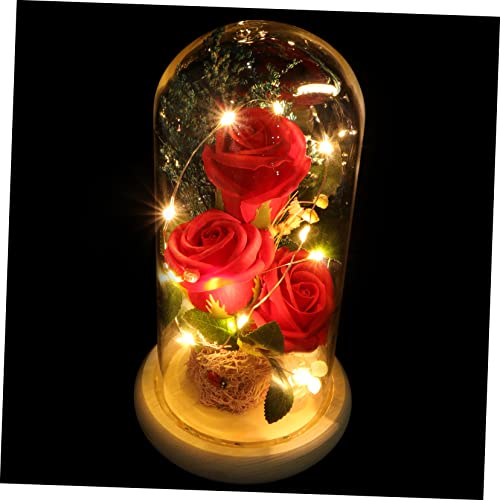 Garneck Led Ligts 1stk Glasrose Ewige Blumen Im Glas Ewige Rose Mit Lichtern Schönheit Und Das Biest Rote Rose Leuchtende Rose Künstlich Abdeckung Aus Borosilikatglas Rosen Schreibtisch von Garneck