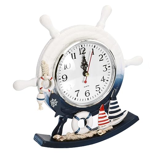 Garneck 1Stk Schaukeluhr Tischuhr aus Holz ländliche Einrichtung Uhrdekor stumme Uhr Ornament Uhr Dekoration Uhr für Zuhause Schreibtisch Dekorationen dekorative Uhr Strand von Garneck