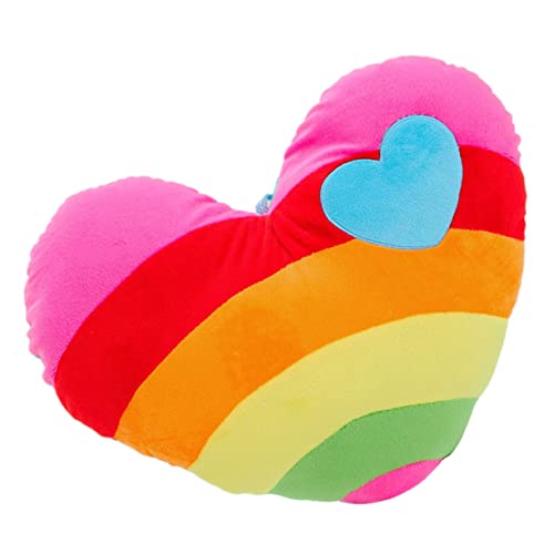 Garneck Herzförmiges Plüschkissen Bunte Kissen in Herzform Kissen Mit Regenbogenherz-Dekoration Für Wohnzimmer Schlafzimmer Auto Und Geburtstagsgeschenke von Garneck