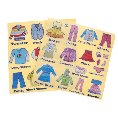 Garneck 2 Blätter Kleidung Aufkleber Reflektierende Sortier Klassifikationsetiketten für Kleiderschrank Selbstklebende Organisationssticker mit Bildern und Text für Einfache Erkennung und von Garneck