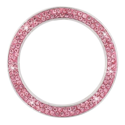 Garneck 2 STÜCK Teiliges Auto zündknopf dekorationsring Rosa Kristall strass Selbstklebender Motorstart button dekor Langlebiger Bling aufkleber für Fahrzeug innenraum Zubehör von Garneck