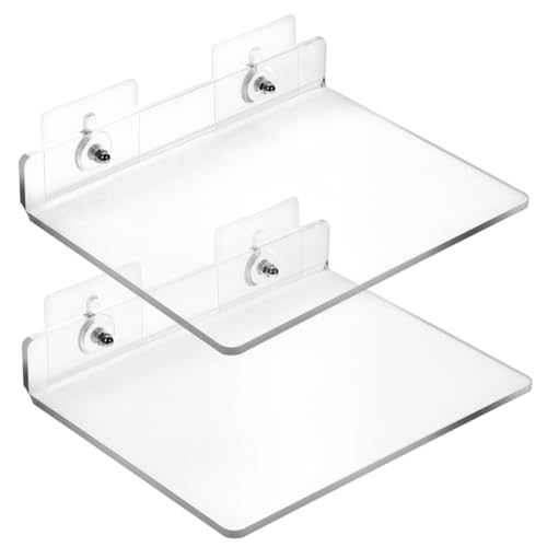 Garneck 2 Stück Badezimmer Wandregal Förmige Transparente Acrylregale ohne Bohren Wandmontierter Organizer für Bad und Küche Platzsparende Aufbewahrungslösungen von Garneck