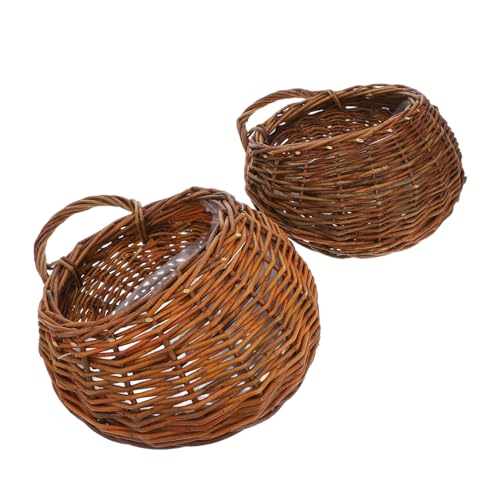 Garneck 2 Stück Blumentopf zum Aufhängen an der Wand hängender wandkorb Blumen- Korb hängend Blumentöpfe zum Aufhängen an der Wand Korbwandpflanzer Rattan Light Brown von Garneck