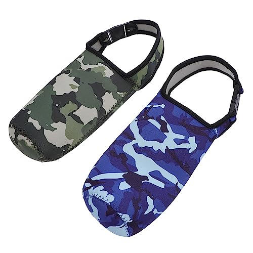 Garneck 2 Stück Dicke Isolierbecherhüllen aus Neopren mit Griff Robuste Becher Schutzhüllen in Camouflage Blau und Grün Passend für Trinkflaschen Leicht und Tragbar von Garneck