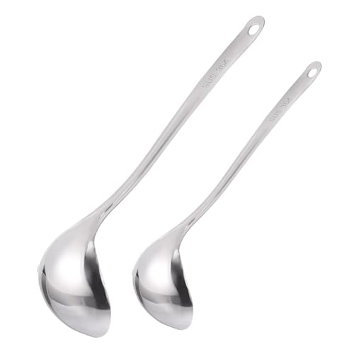 Garneck 2 Stück Edelstahl Ölabscheider Schöpfkelle Fettfilter Löffel mit Ergonomischem Griff Öl Trennlöffel für Gesunde Küchenzubereitung und Einfache Reinigung von Garneck