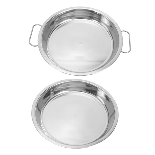 Garneck 2 Stück Edelstahl Servierplatte Doppelte Griff steamed Food Tablett Hitzebeständig Rostfrei Vielseitig für Familie Hotel Küche Snacks Obst und Grillfleisch Geeignet von Garneck