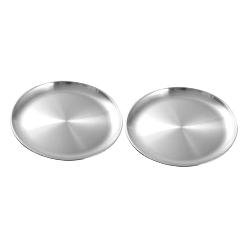 Garneck 2 Stück Edelstahl Servierplatten Stabile Runde Barbecue Teller Vielseitige Mehrzweck fleischplatte für Buffet Obst Snacks Langlebig und Leicht zu Reinigen für Familienfeiern und von Garneck