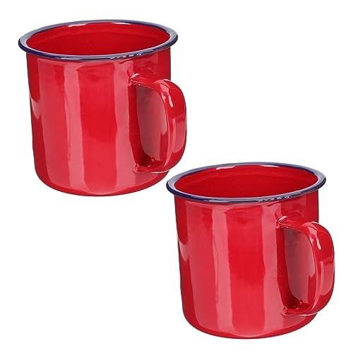 Garneck 2 Stück Emaille Tassen 500ml – Retro Trinkbecher Im Vintage-Stil - Ideal Für Kaffee Tee Und Wasser – Perfekt Für Zuhause Büro Und Camping – Robuste Metalltassen Für Jeden Anlass von Garneck