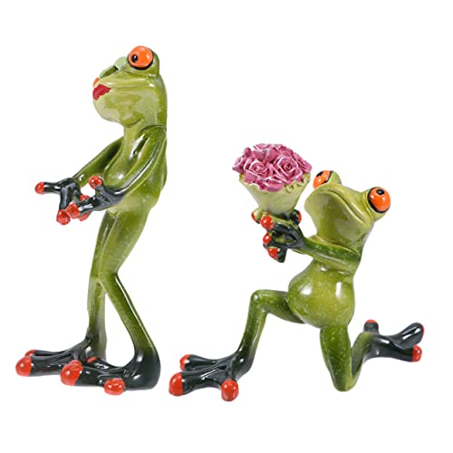 Garneck 2 Stück Frosch-Ornamente Outdoor-Ornamente Spielzeugtiere Terrarium-Dekor Auto-Armaturenbrett-Dekoration Outdoor-Frosch-Statue Harz Tierskulpturen Frosch-Förmige Dekore Schöne von Garneck