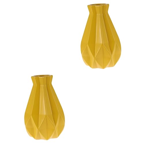 Garneck Meditieren 2 Stück Gelbe Vase Keramikvase Heimdekoration Nordisches Dekor Keramikdekor Goldene Vasen Goldene Blumenvase Blumenvasen Für Tafelaufsätze Dekor Für Zuhause Meditation von Garneck