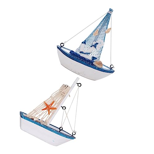 Garneck 2 Stück Mediterranes Segelboot Modell aus Holz Teiliges Handgefertigtes Segelschiff Deko mit Maritimem Design Leichte Tischdekoration für Wohnzimmer Büro und Party Natürliche von Garneck